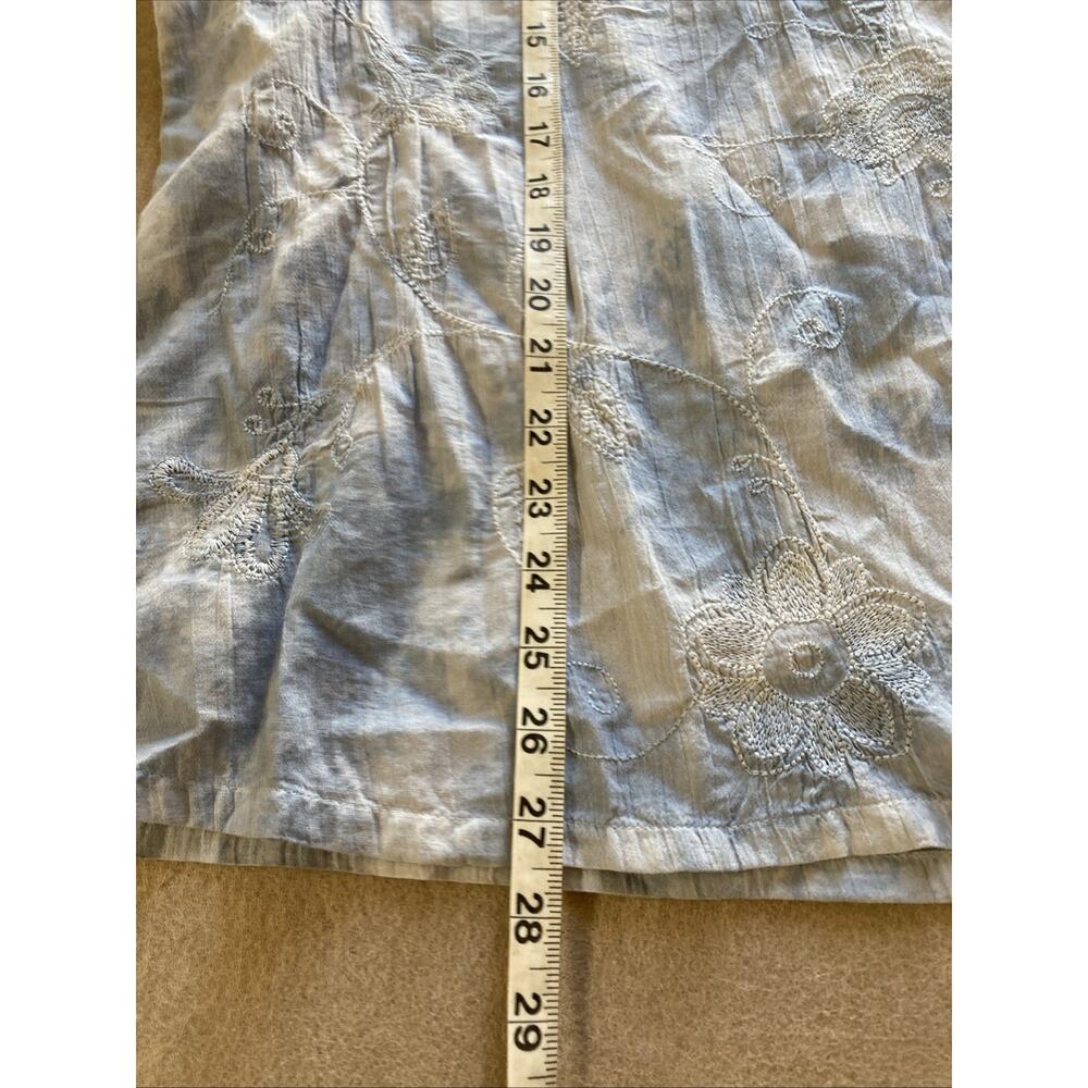 J. Jill Pure Jill Tie‎ Dye Tunic Sz L New Blue White Floral Embroidered Art Boho - Picture 9 of 11